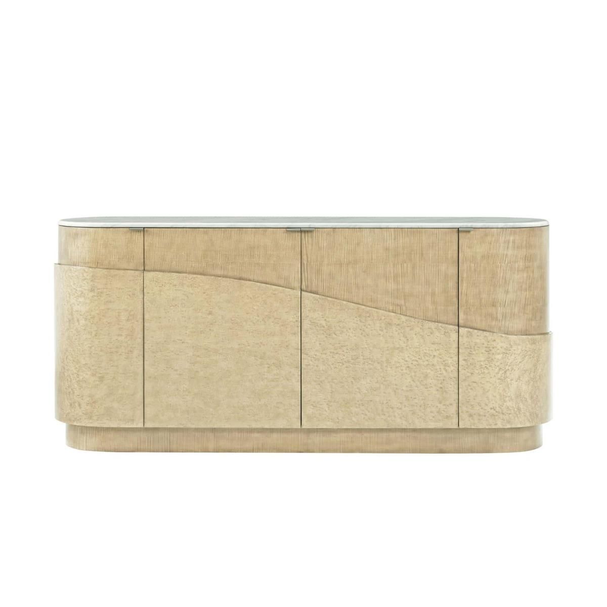 Wooden sideboard with textured wave finish and four cupboard doors