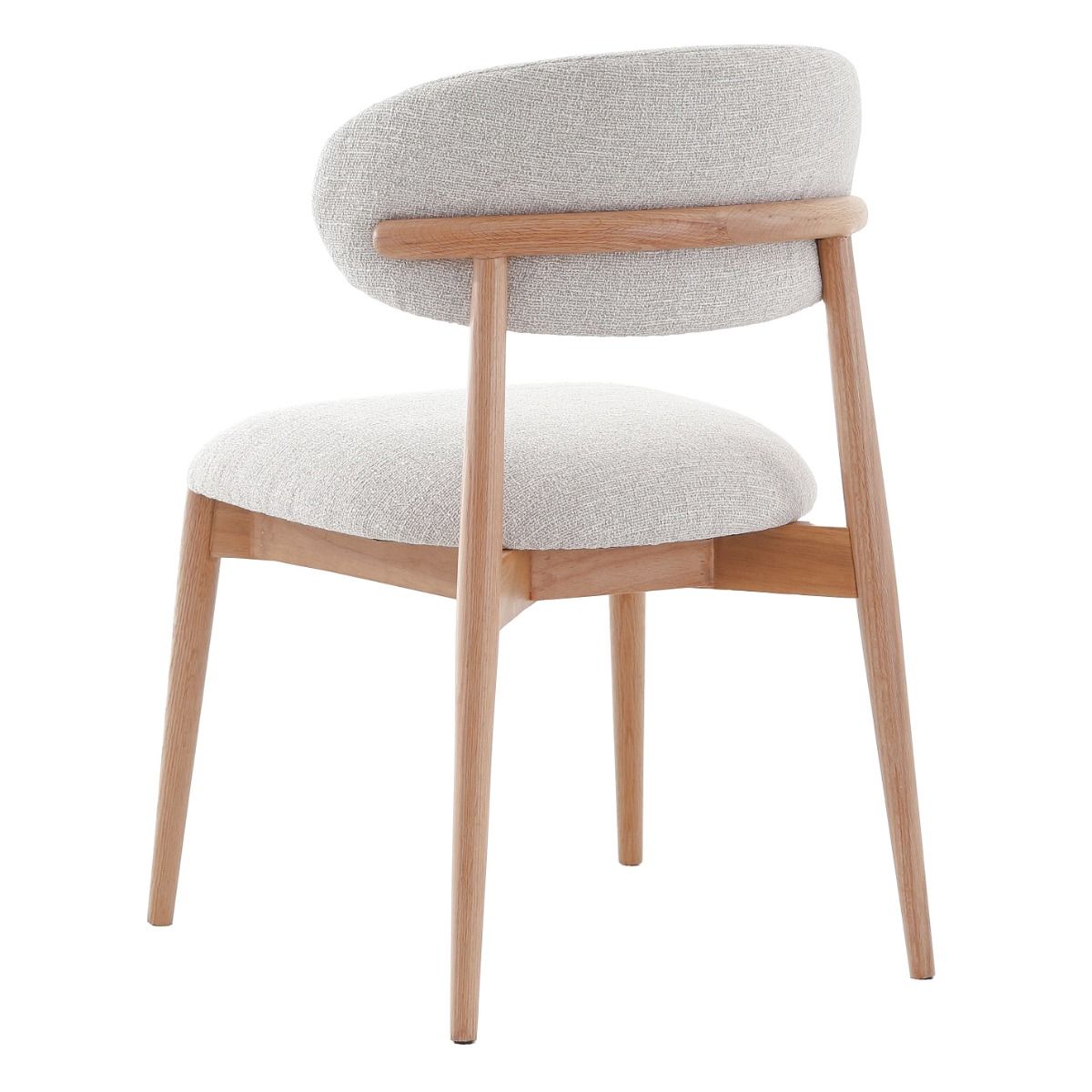 The Blockley dining chair, with its contemporary curves, luxurious linen upholstery, and solid oak frame, adds modern elegance to any dining room, and is complemented by a matching Counter Stool.