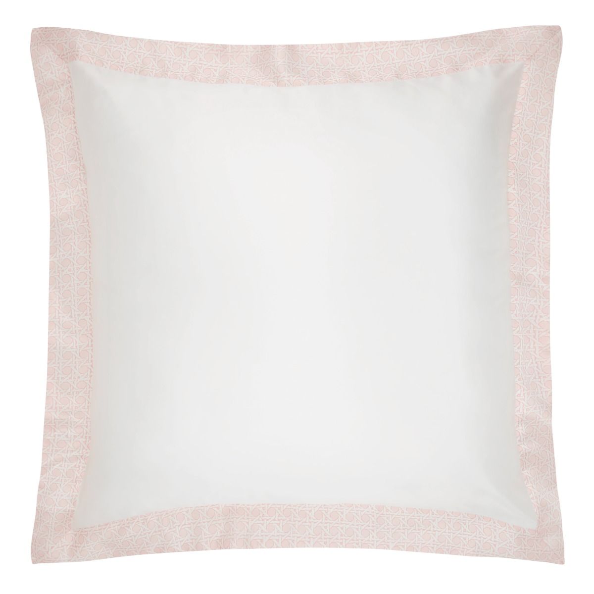 Silk Oxford Cushion with Rattan Border in Pink