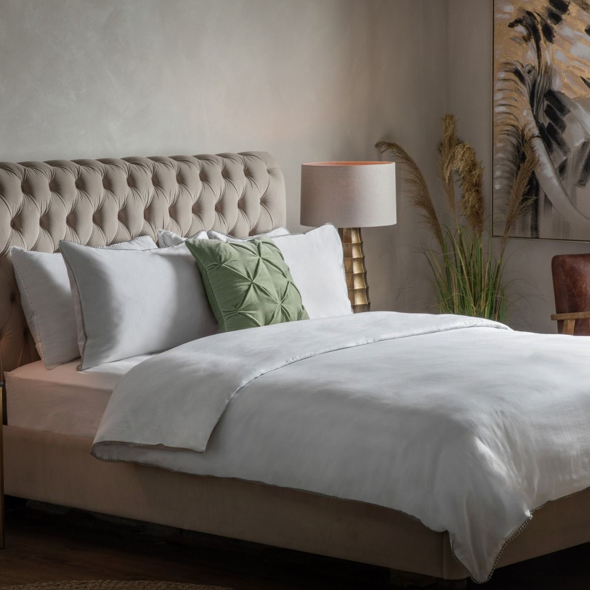 Lace Trim Duvet Set - Sage