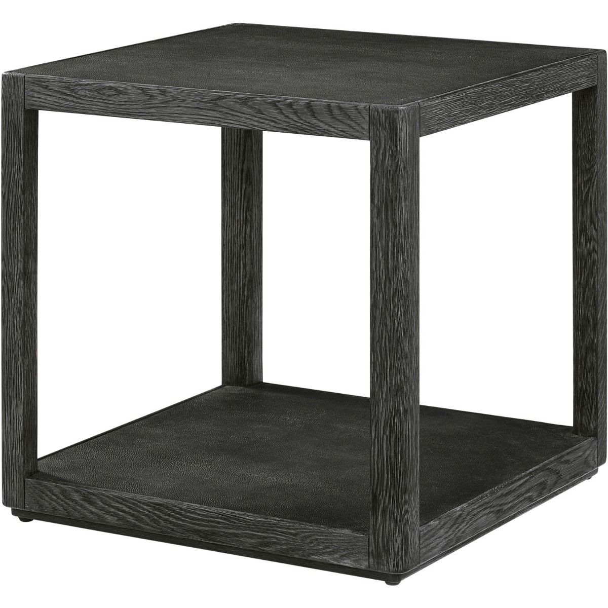 Square wooden black side table