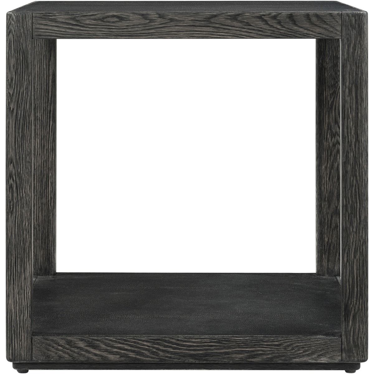 Square wooden black side table