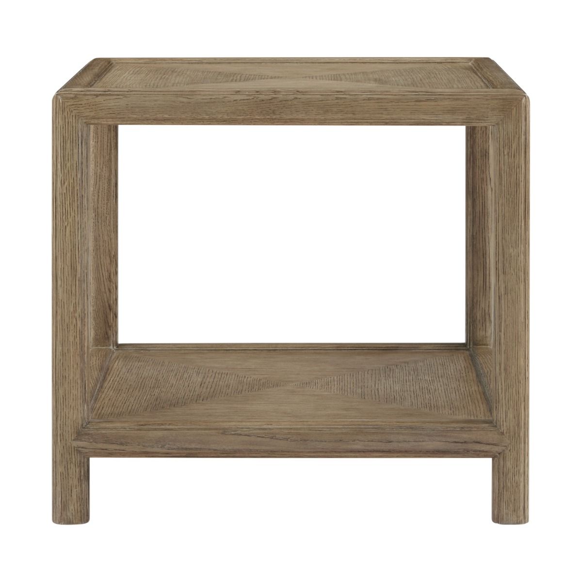 Square wooden side table with lower shelf