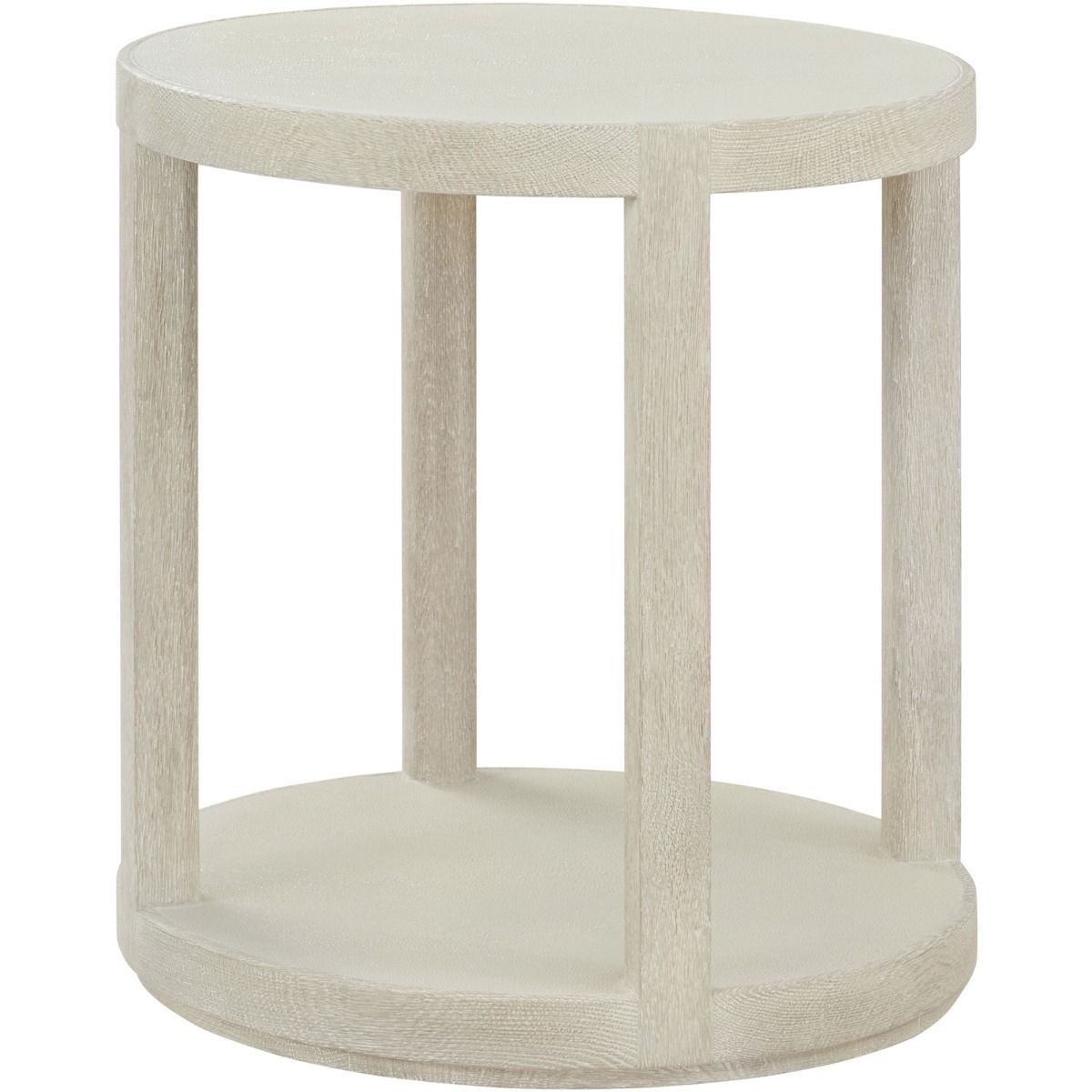 Simple round side table in white washed wood