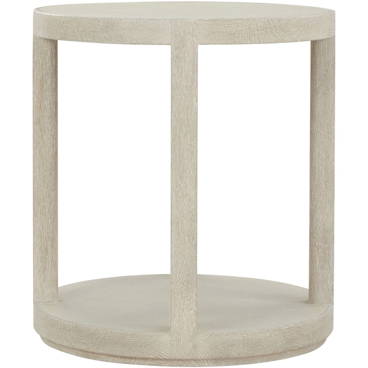 Simple round side table in white washed wood
