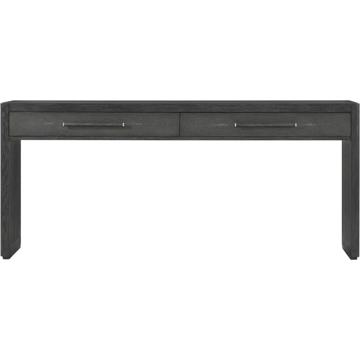 Black console table with two drawers