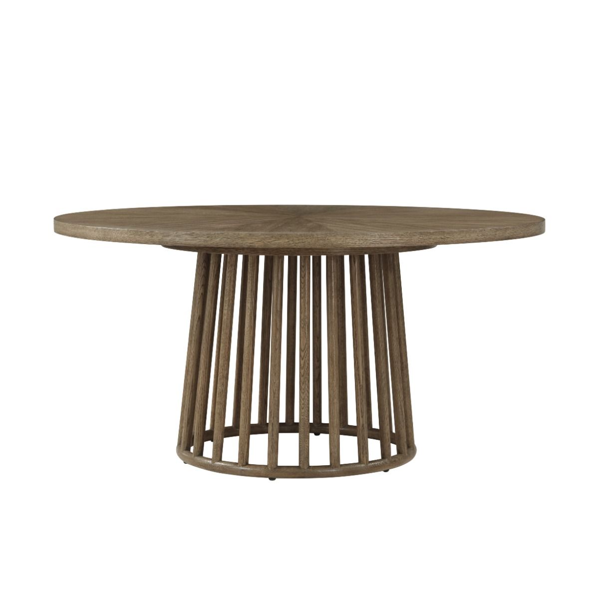 Round wooden dining table with lined hollow base