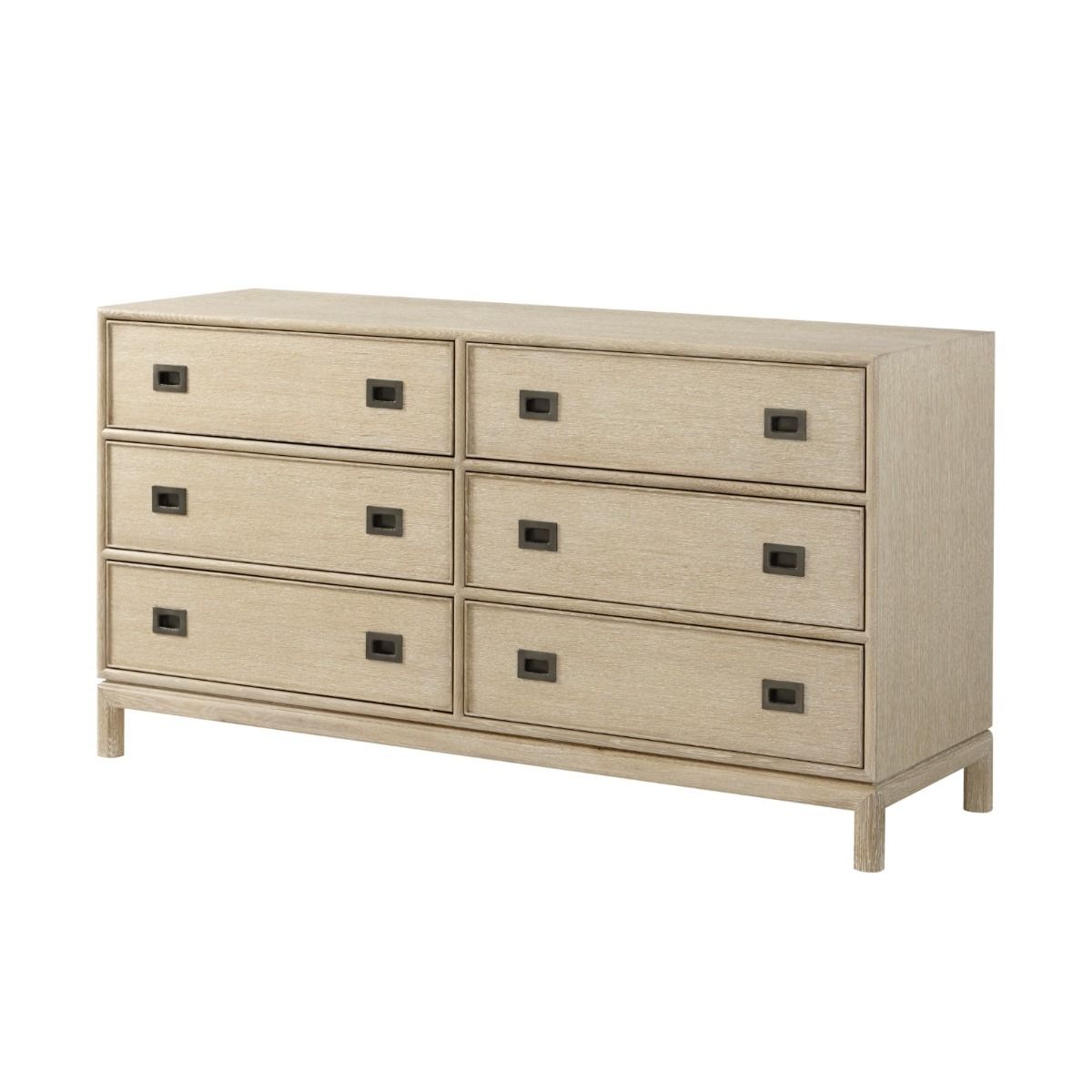 Six drawer chest of drawers in pale wood