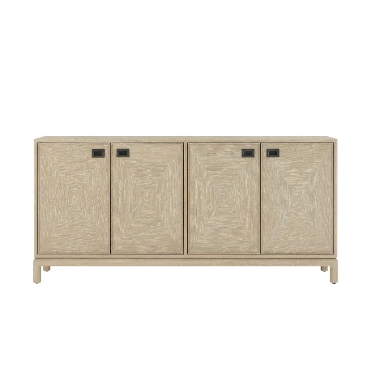 Wooden sideboard in pale wood finish with two spacious cupboards