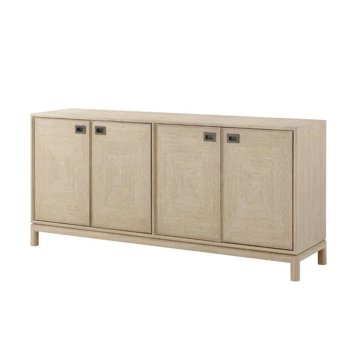 Wooden sideboard in pale wood finish with two spacious cupboards