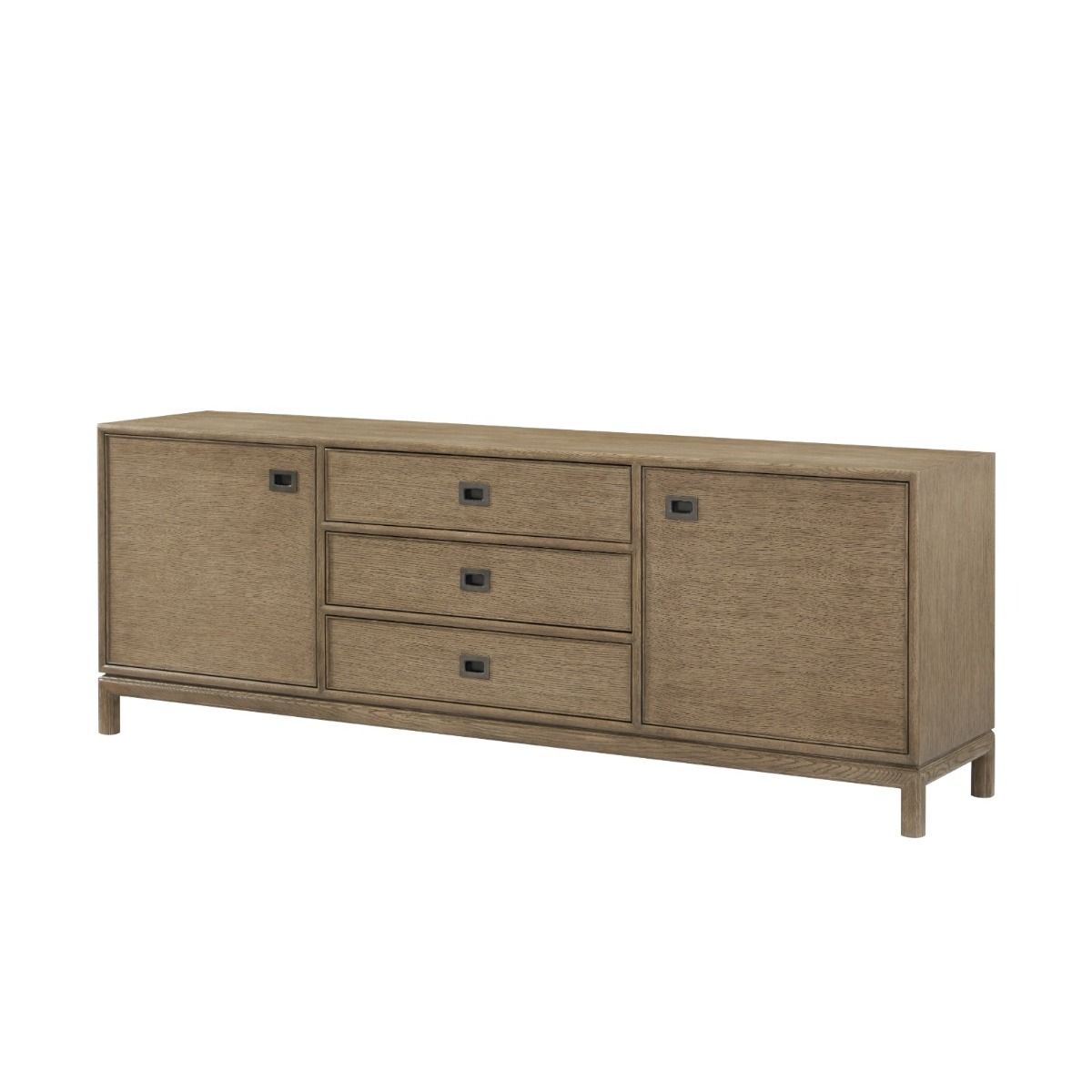 Wooden cabinet with three drawers and two cupboards