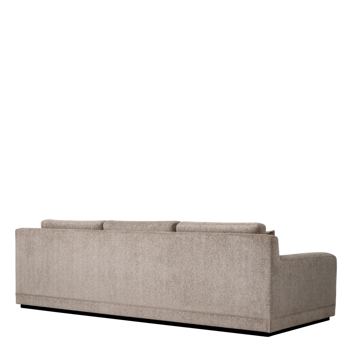 Taupe three seater sofa with classic square silhouette