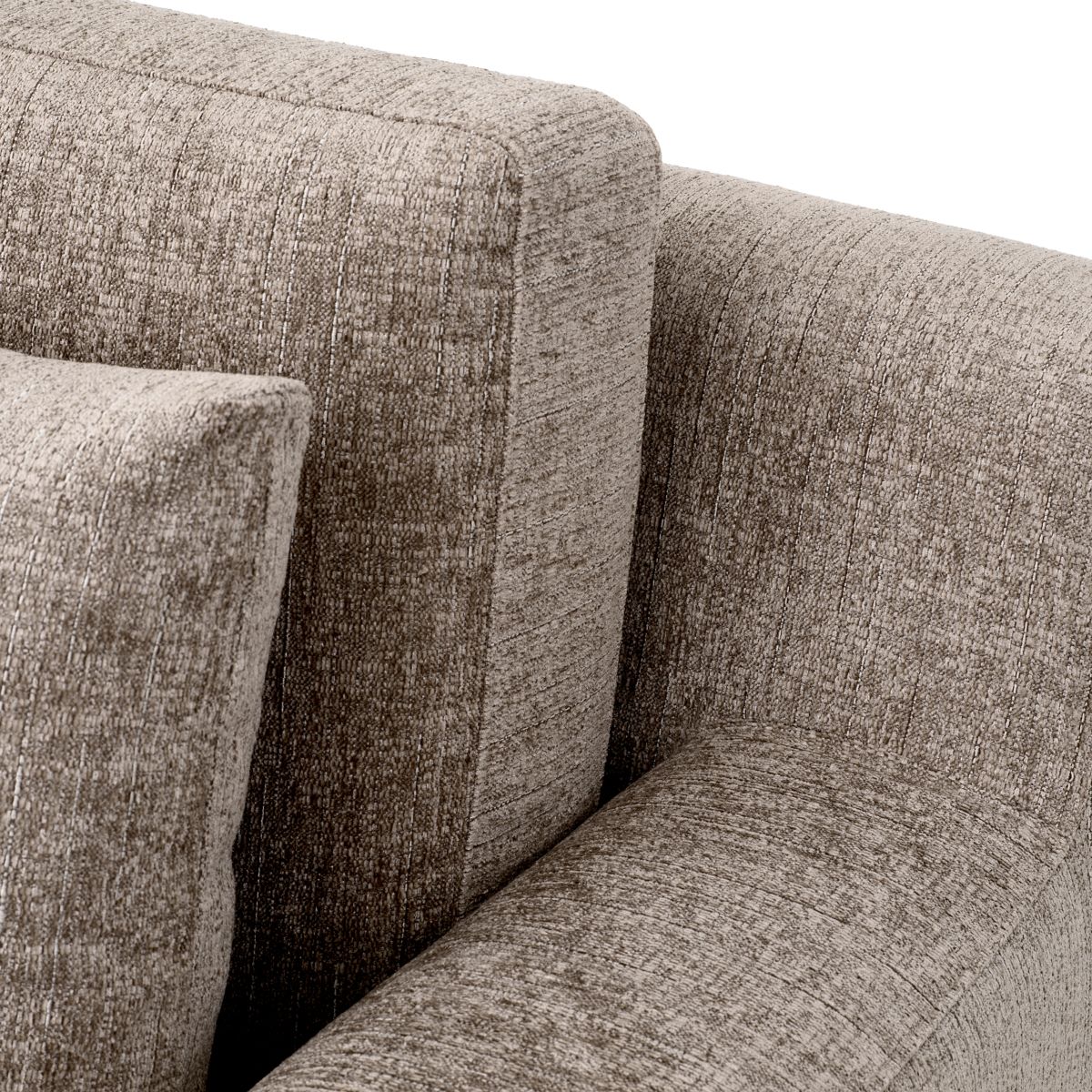 Taupe three seater sofa with classic square silhouette
