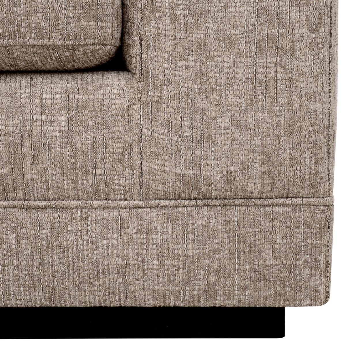 Taupe three seater sofa with classic square silhouette