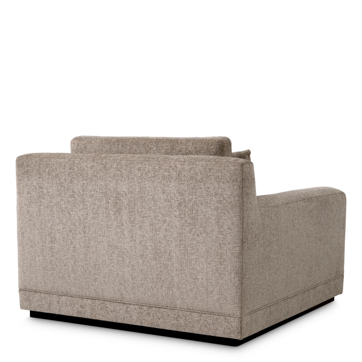Large taupe armchair with a squared silhouette