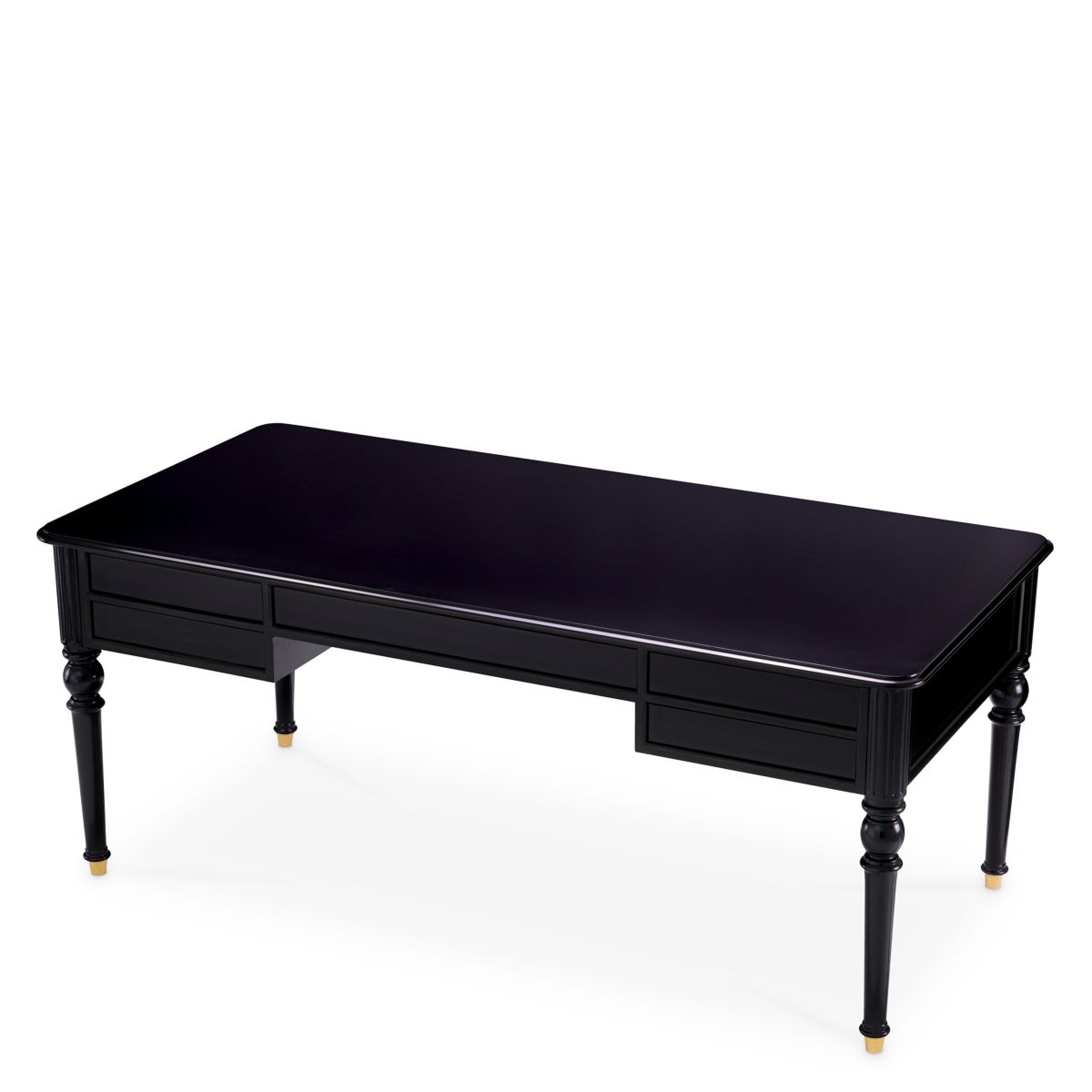 A traditional desk with a black finish