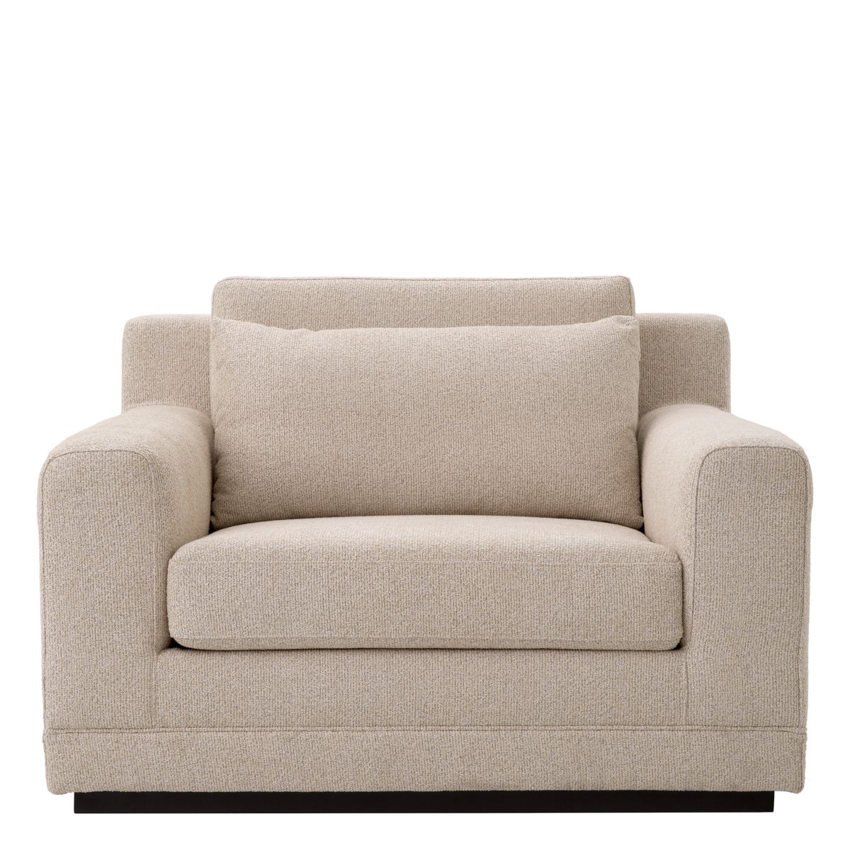 A sophisticated armchair with a luxury beige upholstery