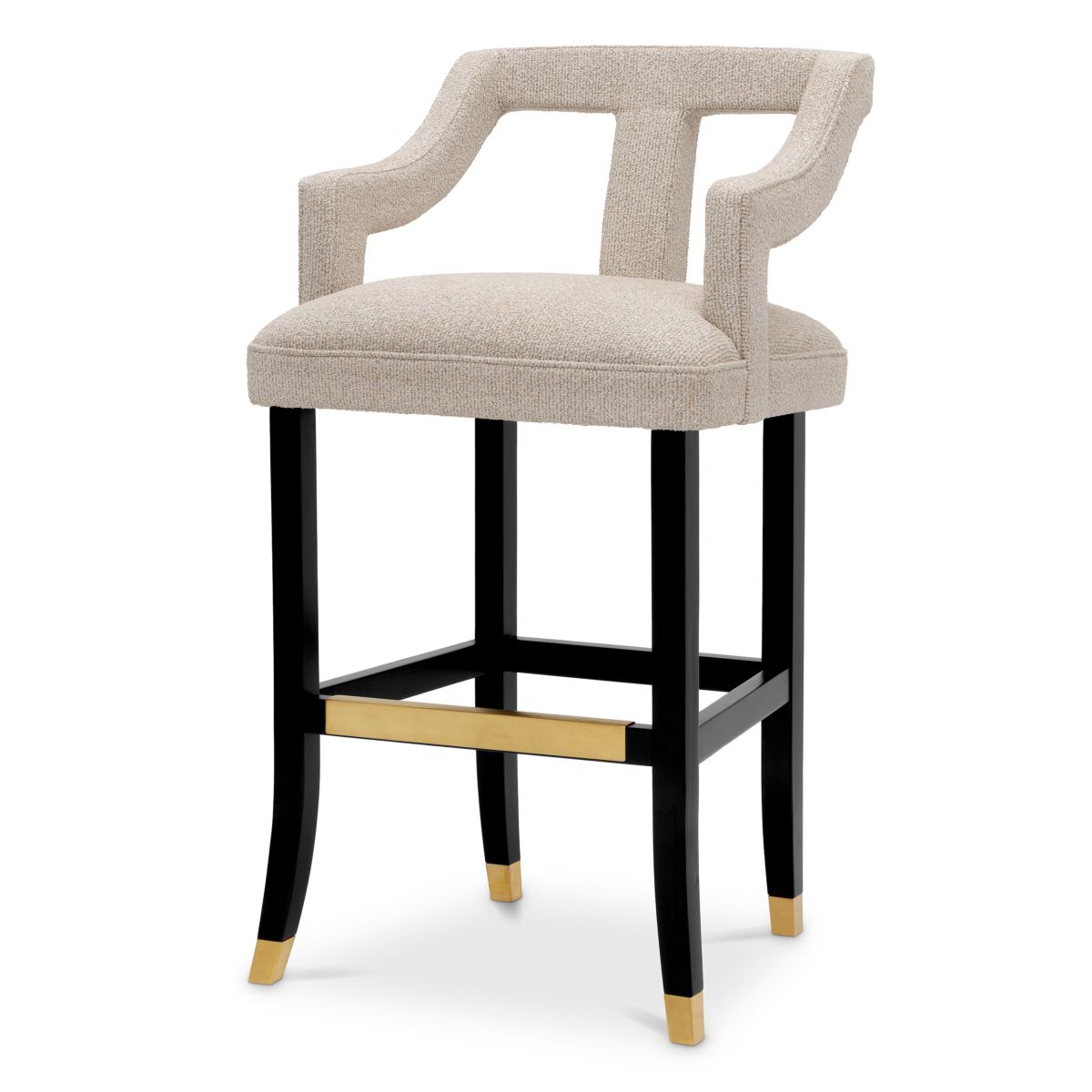 A contemporary bar stool with an 18th century French-inspired design