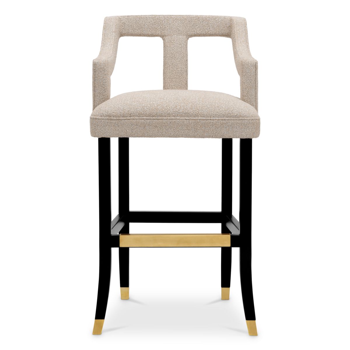 A contemporary bar stool with an 18th century French-inspired design