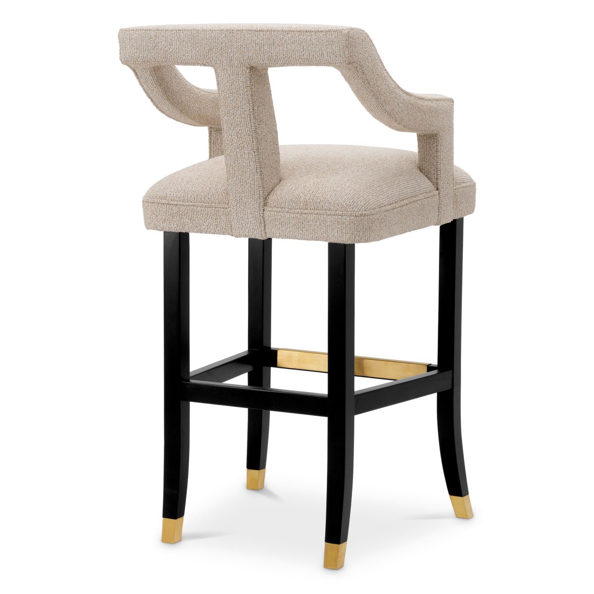 A contemporary bar stool with an 18th century French-inspired design