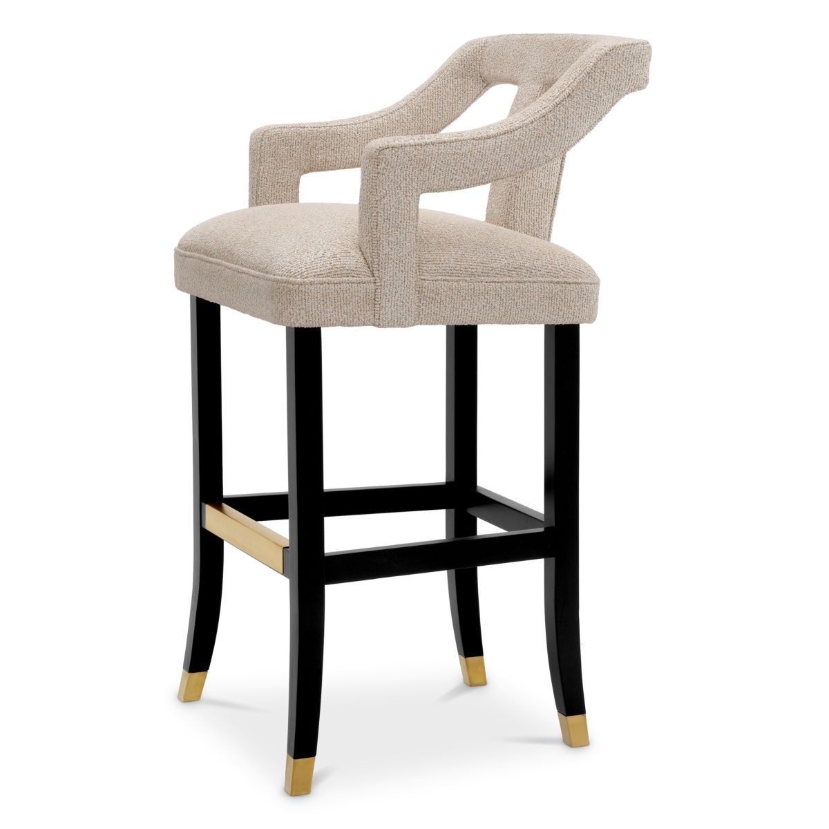 A contemporary bar stool with an 18th century French-inspired design