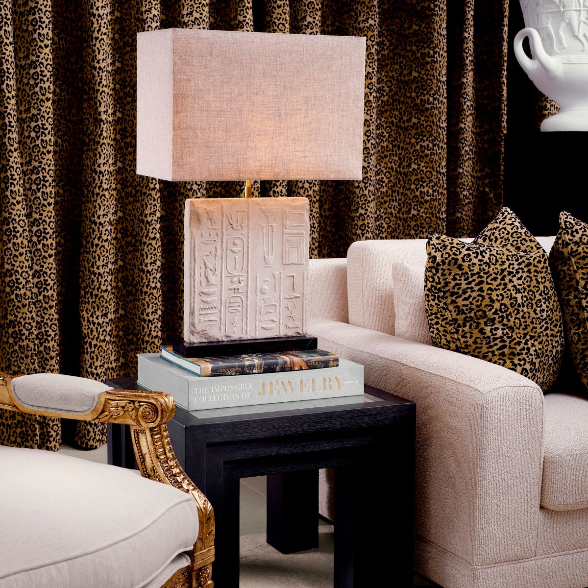 Square leopard print cushion