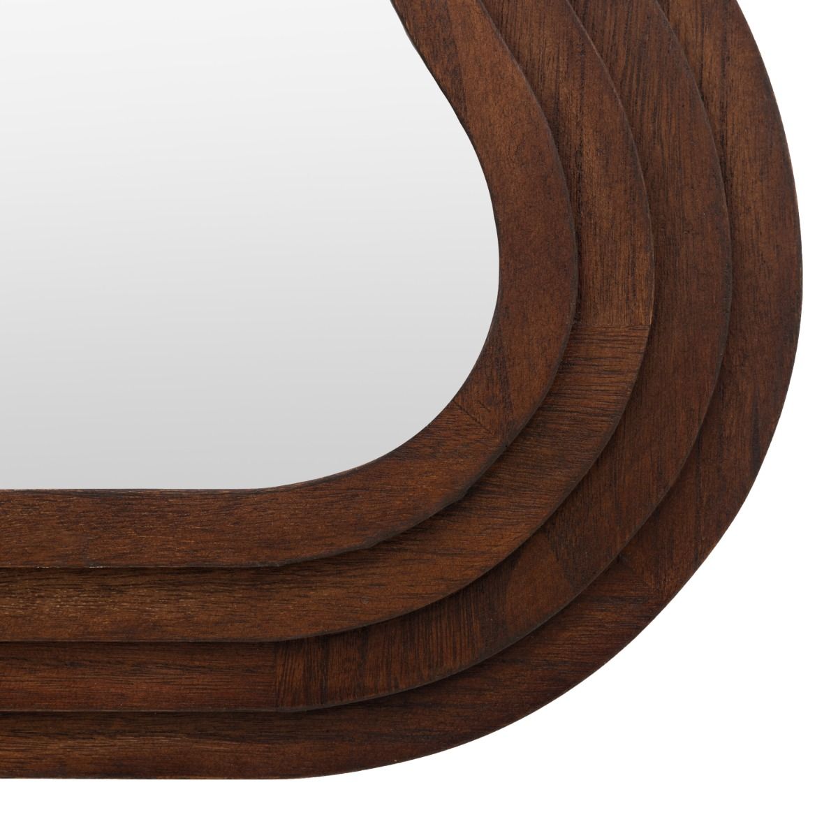 Brown wooden mirror with wavy edge frame