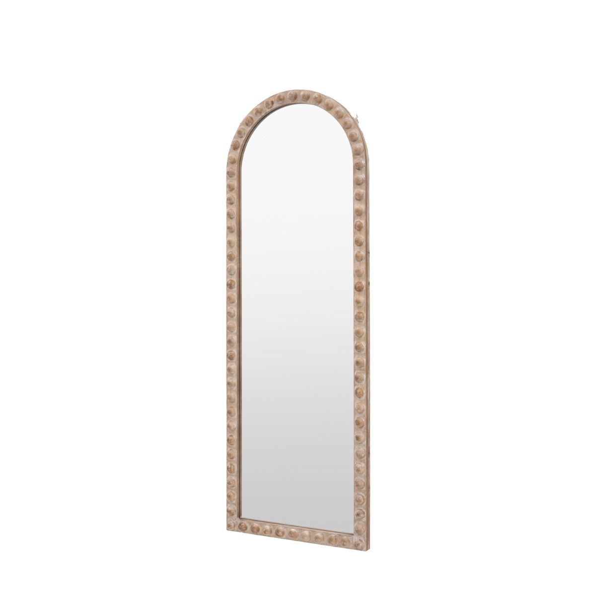 Wooden leaner mirror with 3D wooden bobble details