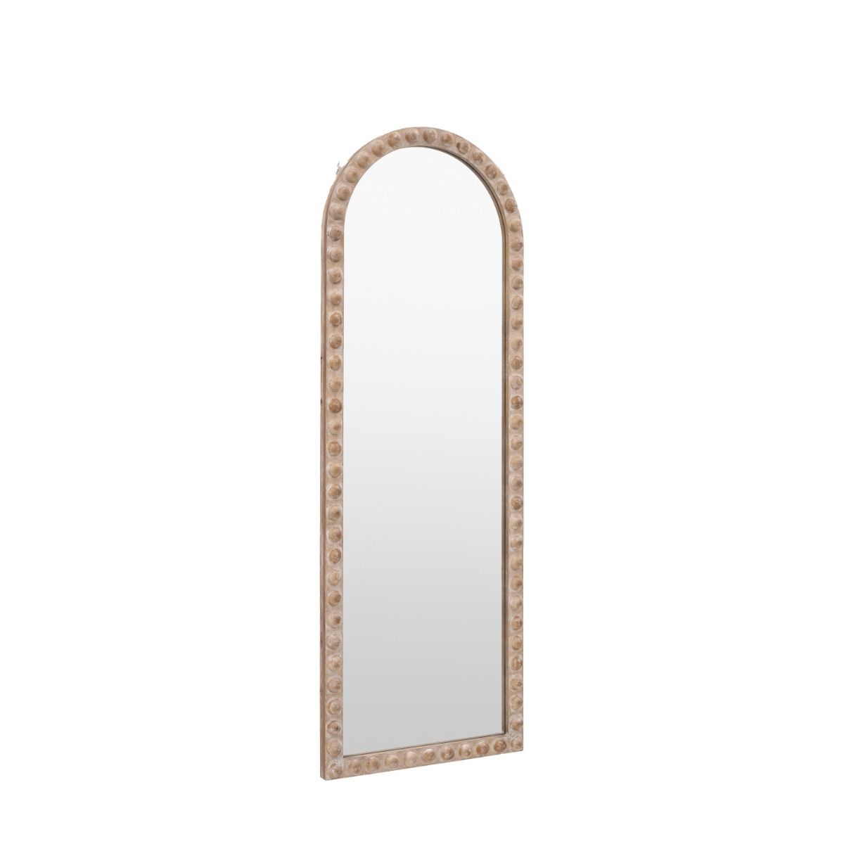 Wooden leaner mirror with 3D wooden bobble details