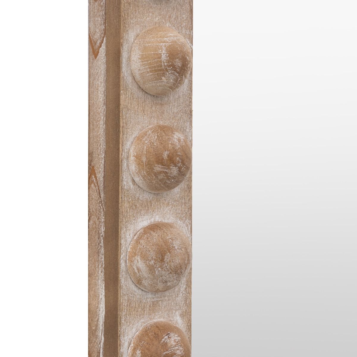 Wooden leaner mirror with 3D wooden bobble details