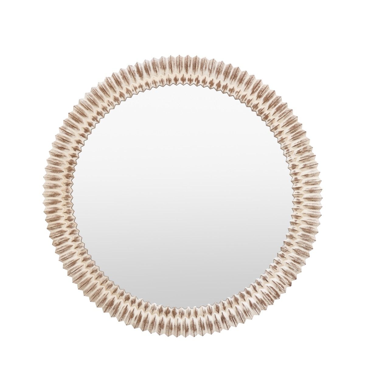 Whitewashed overmantle mirror with intricate etching