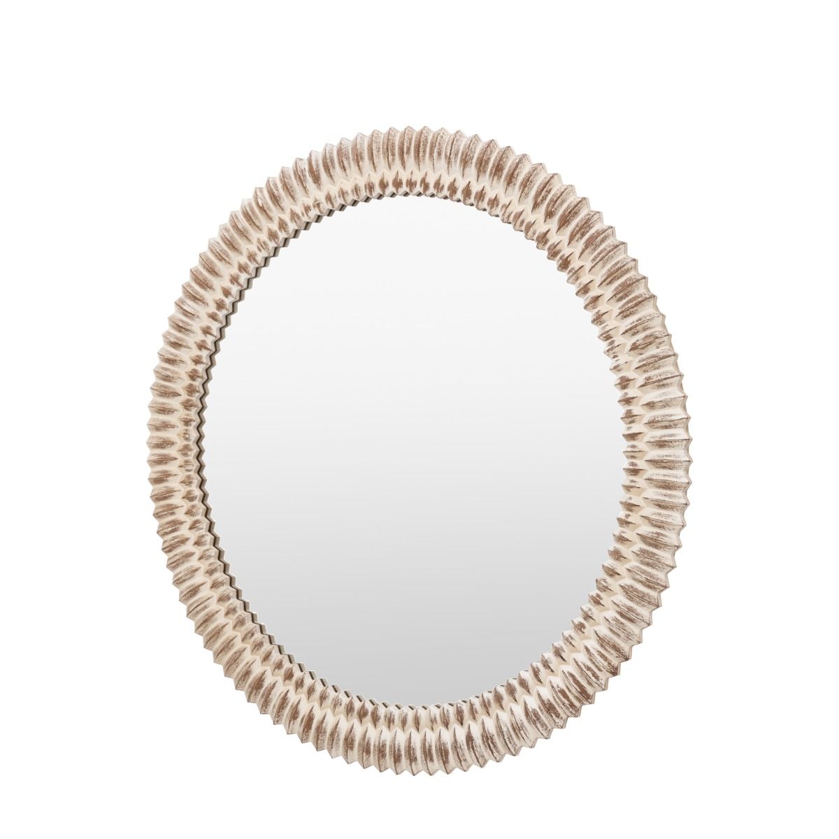 Whitewashed overmantle mirror with intricate etching