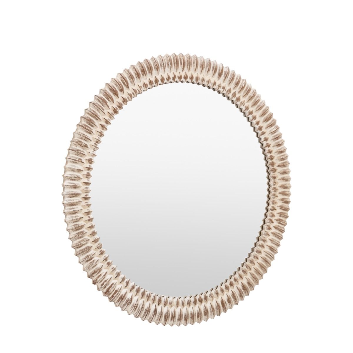 Whitewashed overmantle mirror with intricate etching