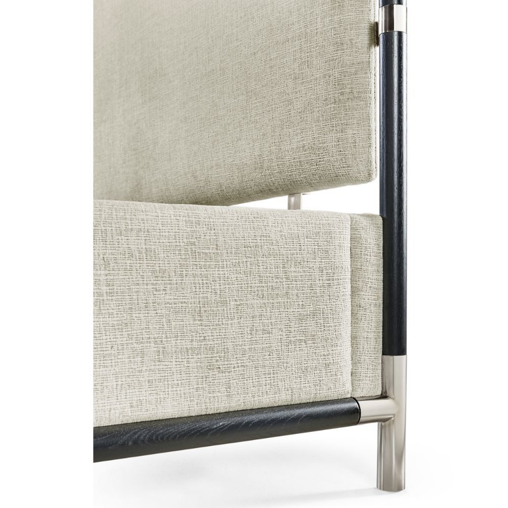 Military Bed Frame in Oak - Shambala Fabric - King