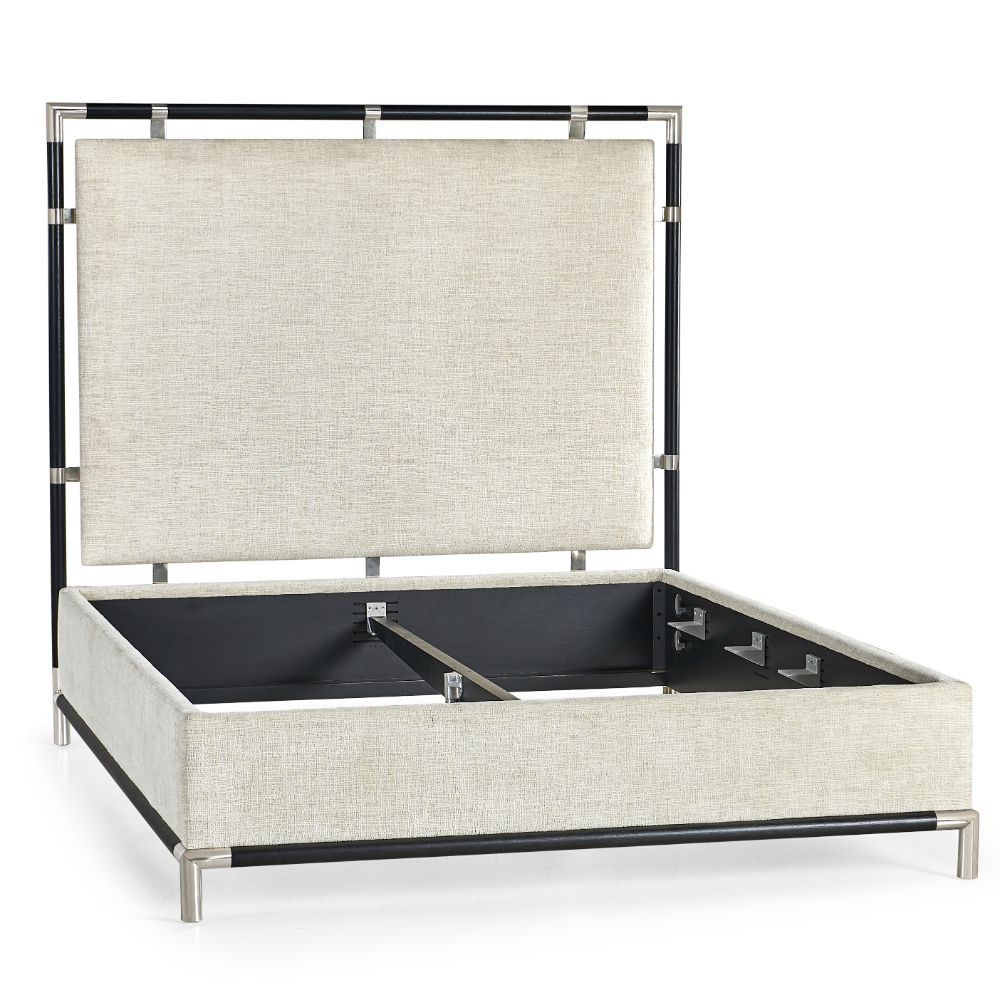 Military Bed Frame in Oak - Shambala Fabric - King