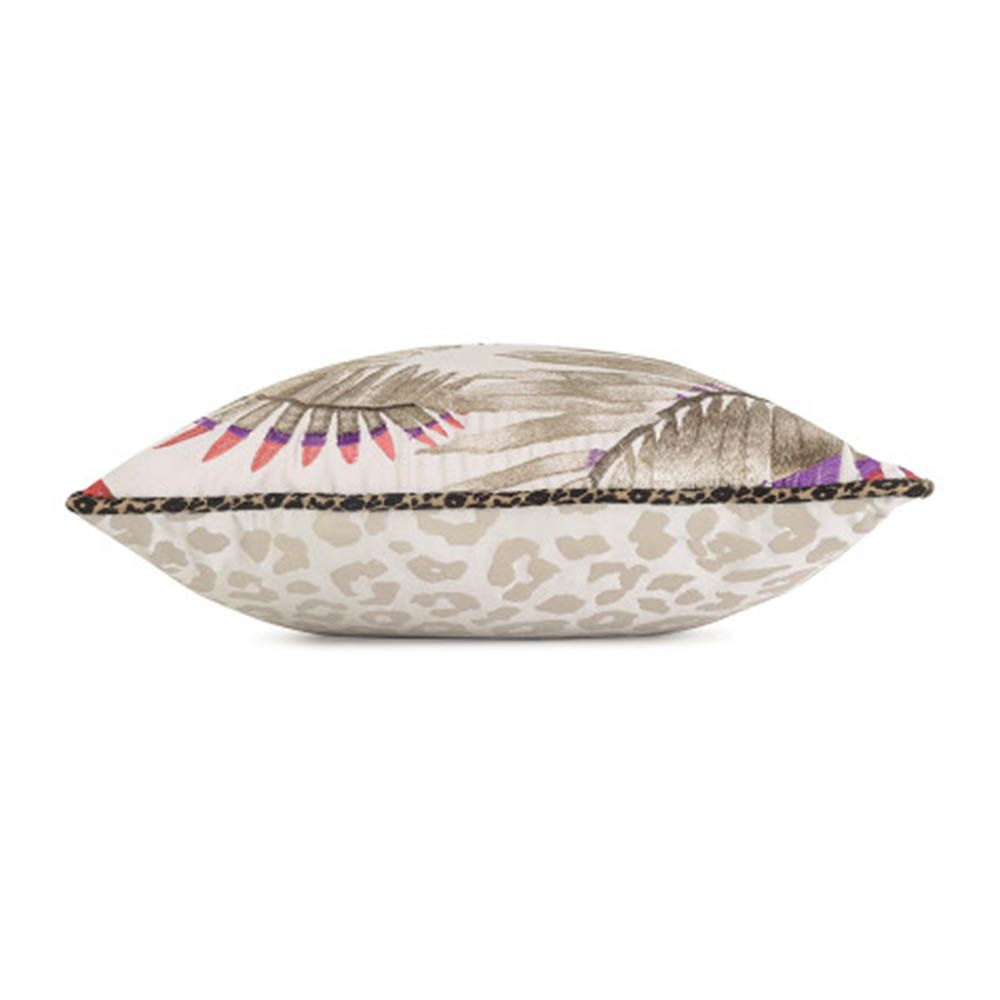 Tropical cushion featuring purple and beige hues