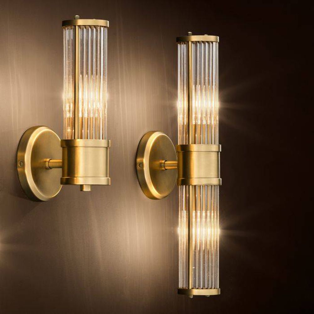 Brass glass wall light sale