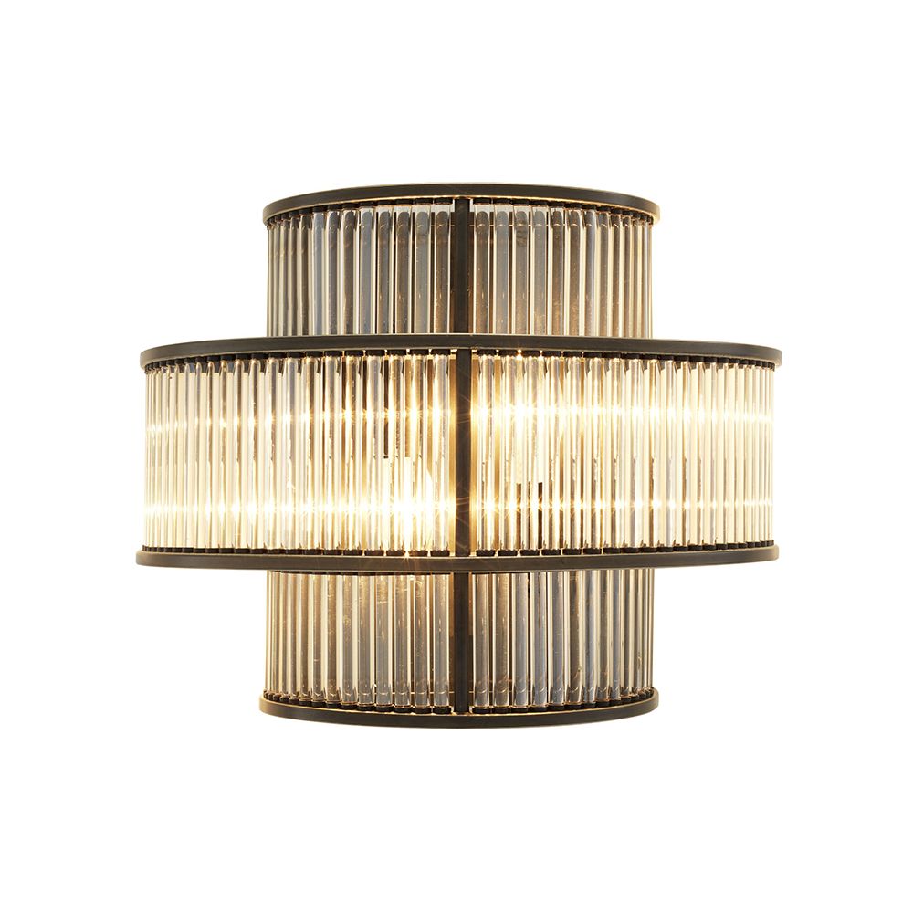A glamorous, statement wall light from Eichholtz featuring clear glass rods and a bronze finish 