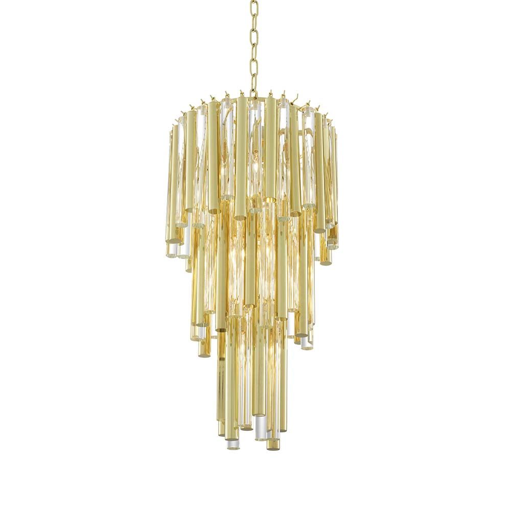 Glamorous gold glass droplet 4 tier chandelier