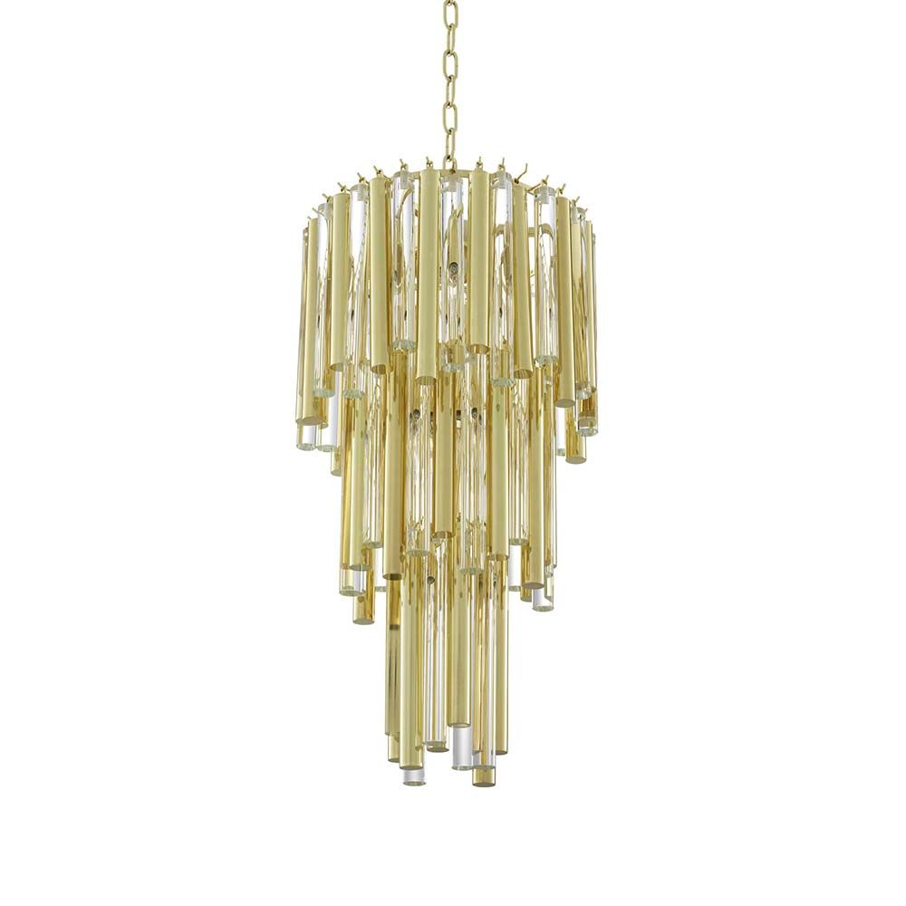 Glamorous gold glass droplet 4 tier chandelier