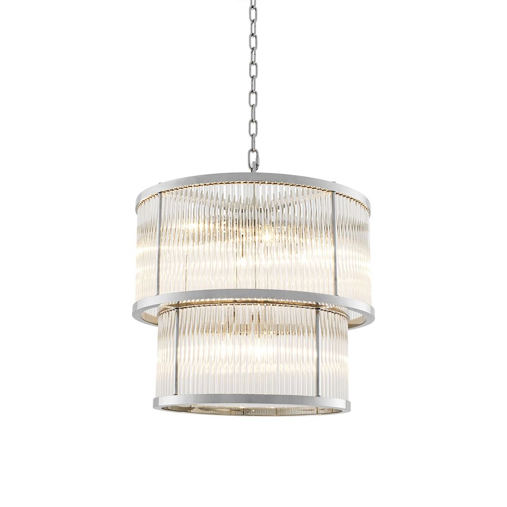 Clear glass outlet drum chandelier