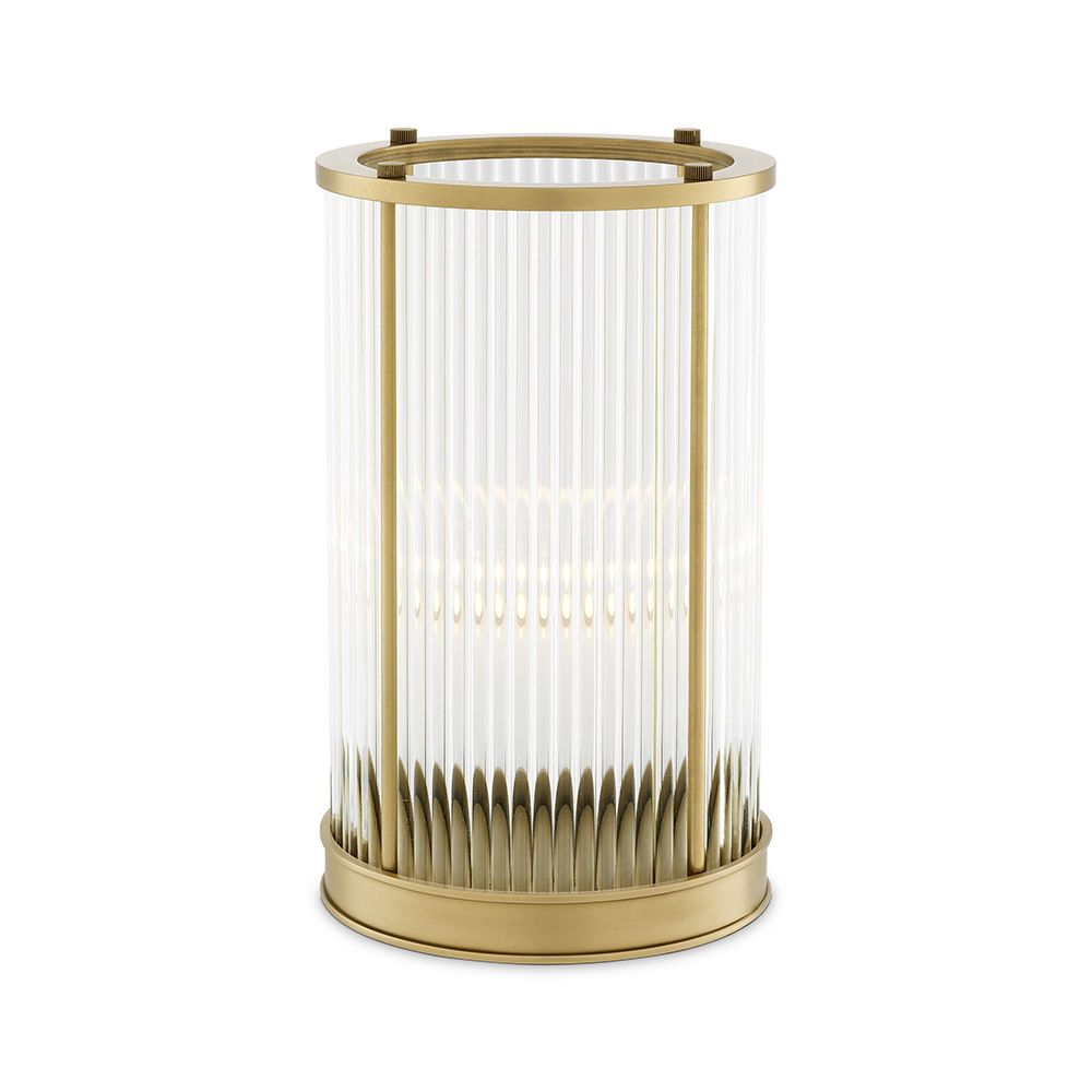 A luxurious hurricane by Eichholtz inspired by Art-Deco and classic designs with a contemporary twist and an antique brass finish 