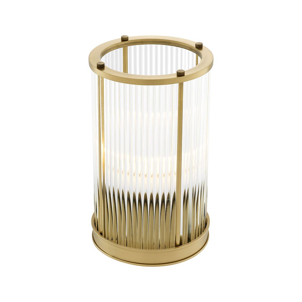 A luxurious hurricane by Eichholtz inspired by Art-Deco and classic designs with a contemporary twist and an antique brass finish 