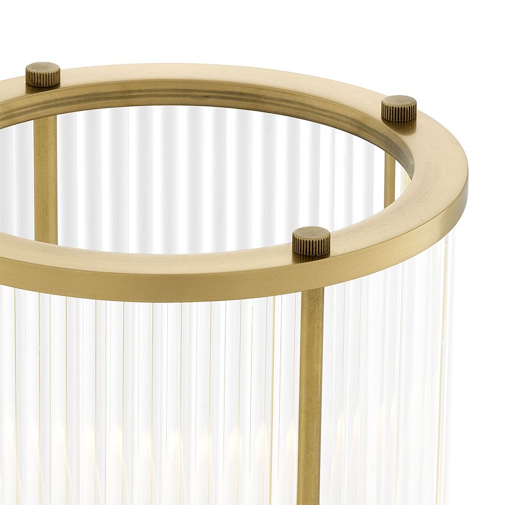 A luxurious hurricane by Eichholtz inspired by Art-Deco and classic designs with a contemporary twist and an antique brass finish 