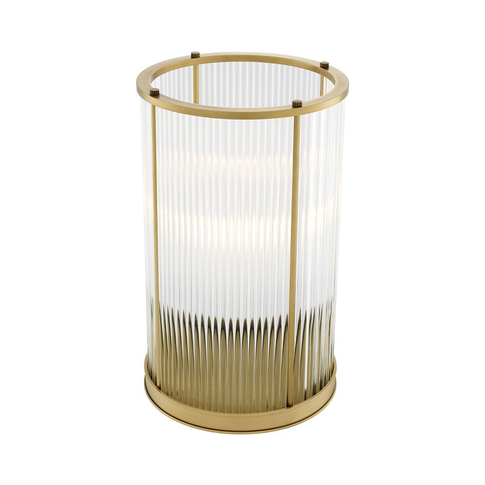 A glamorous hurricane by Eichholtz featuring glass rods and an antique brass finish 