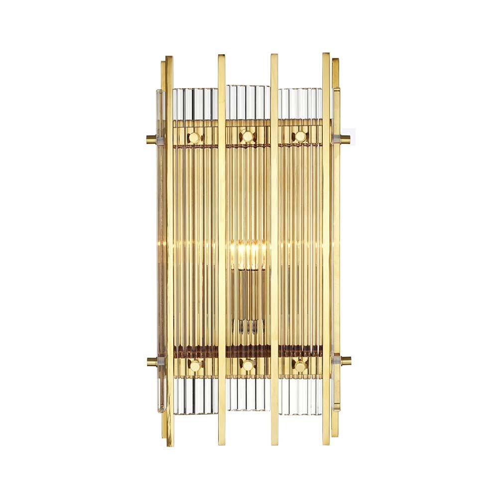 Gorgeous art deco inspired wall lamp in a gold finish.