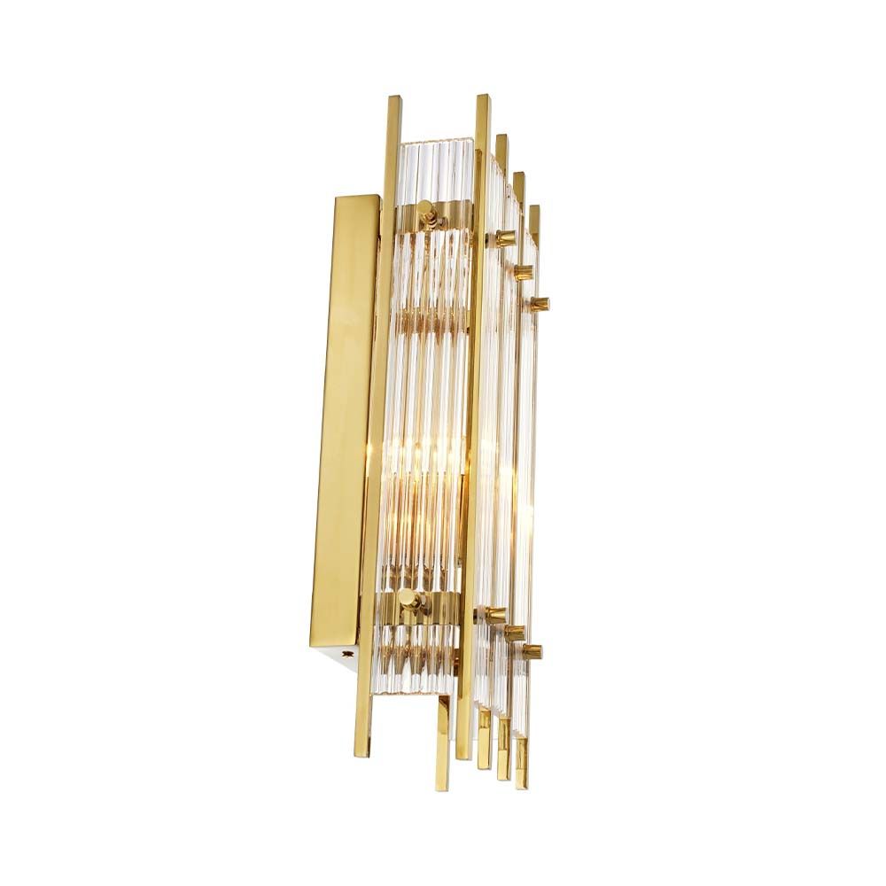 Gorgeous art deco inspired wall lamp in a gold finish.