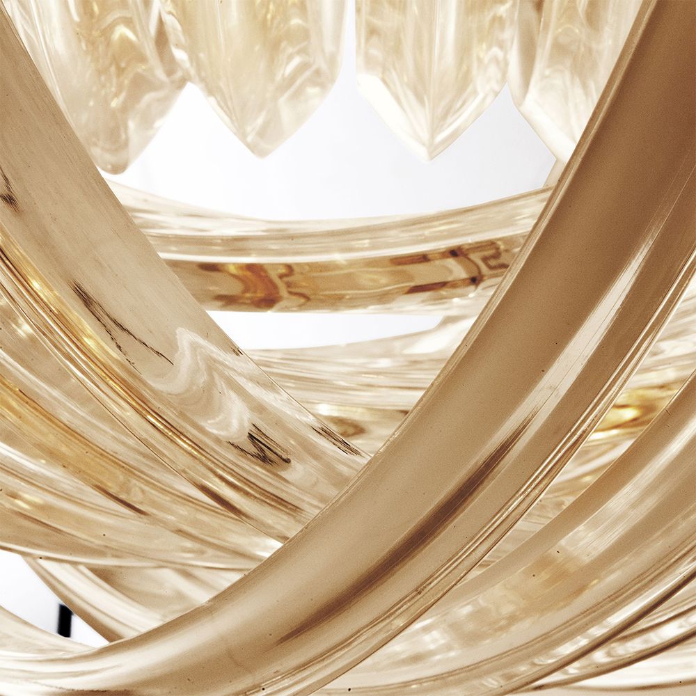 A luxurious, Art Deco, vintage styled chandelier with a champagne antique brass finish 
