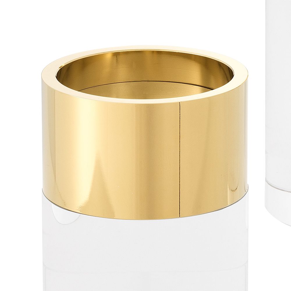 Set Of 3 Glass And Gold Candle Holders