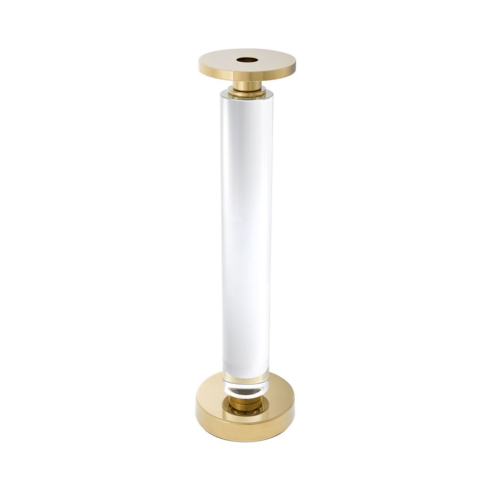 A luxury set of candle holders crafted from crystal glass with a gold finish